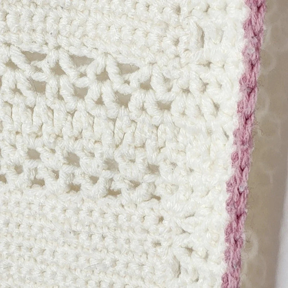 Vintage Handmade Floral Rose Crocheted Motif Granny Square Afghan Blanket 60x40 - Picture 4 of 13